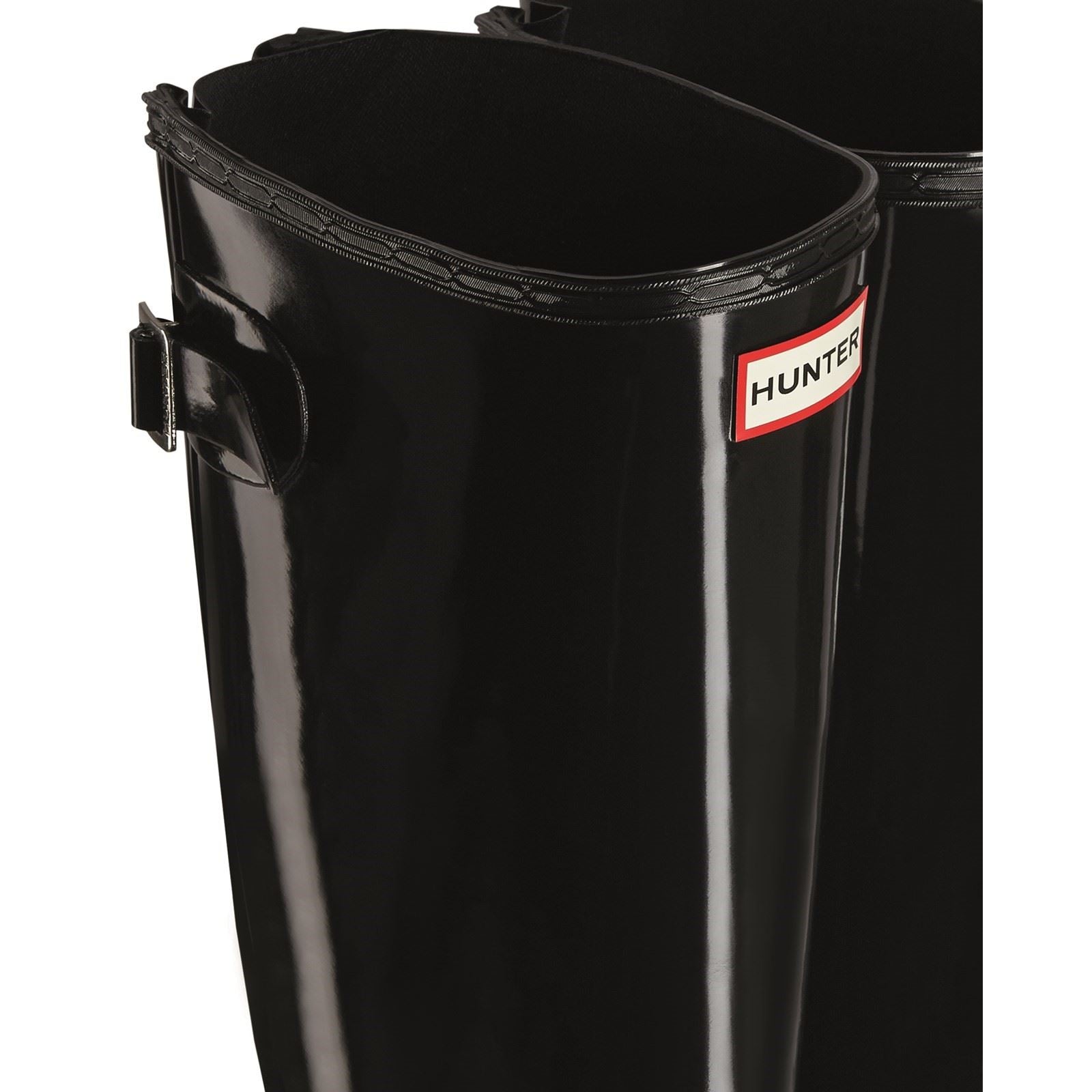 Hunter Tall Back Adjustable Gloss Bottes En Caoutchouc Pour Femmes, Noires