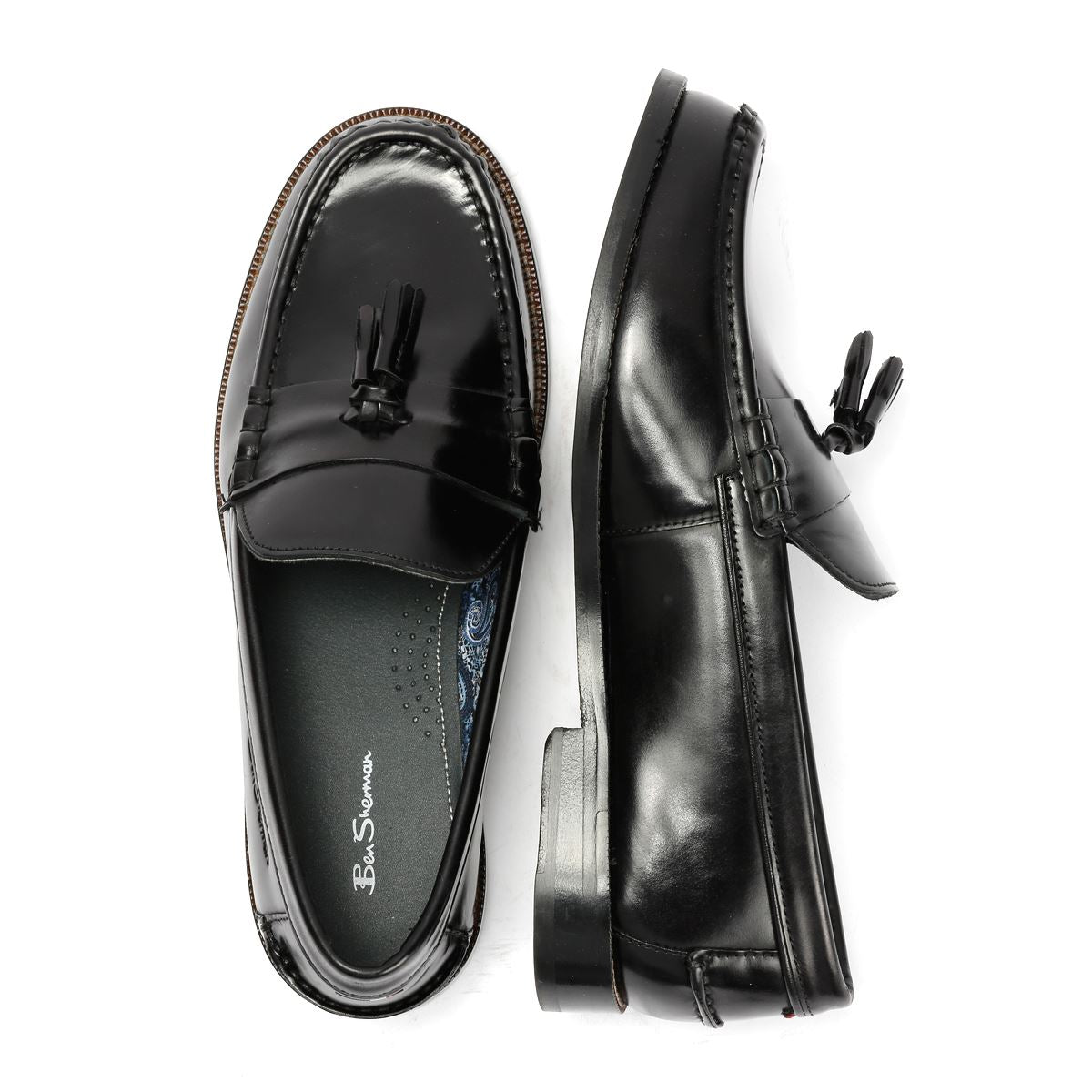 Ben Sherman Sid Mocassins Noirs En Cuir Pour Hommes