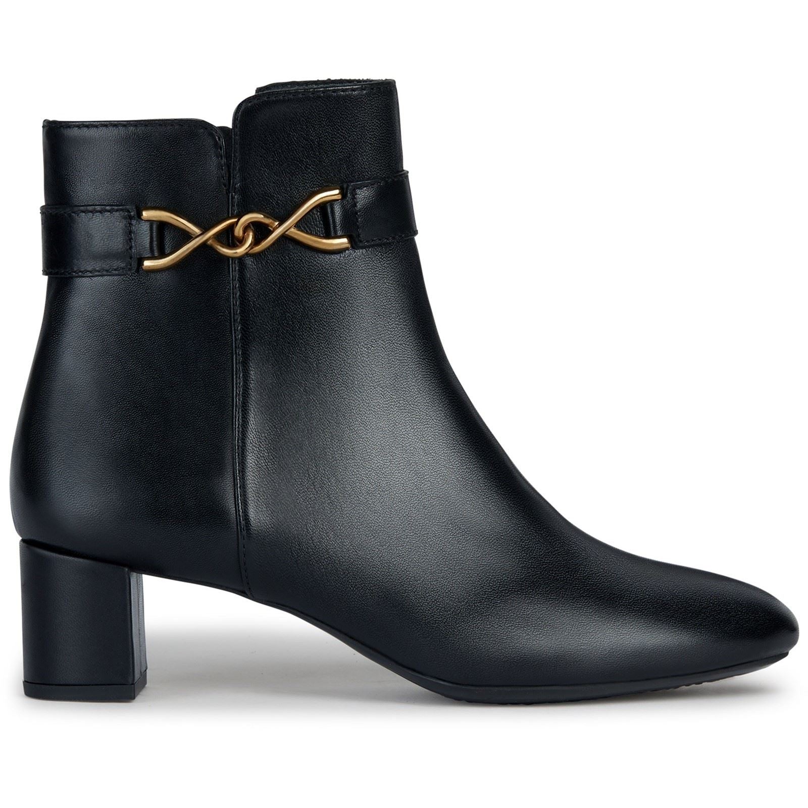 Geox D Pheby Bottes Noires En Cuir Pour Femmes