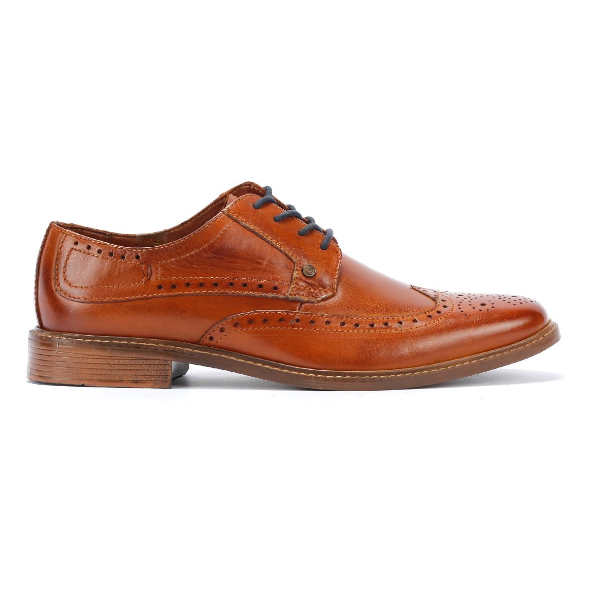 Lambretta Harvey Brogue Chaussures À Lacets En Cuir Beige Pour Hommes