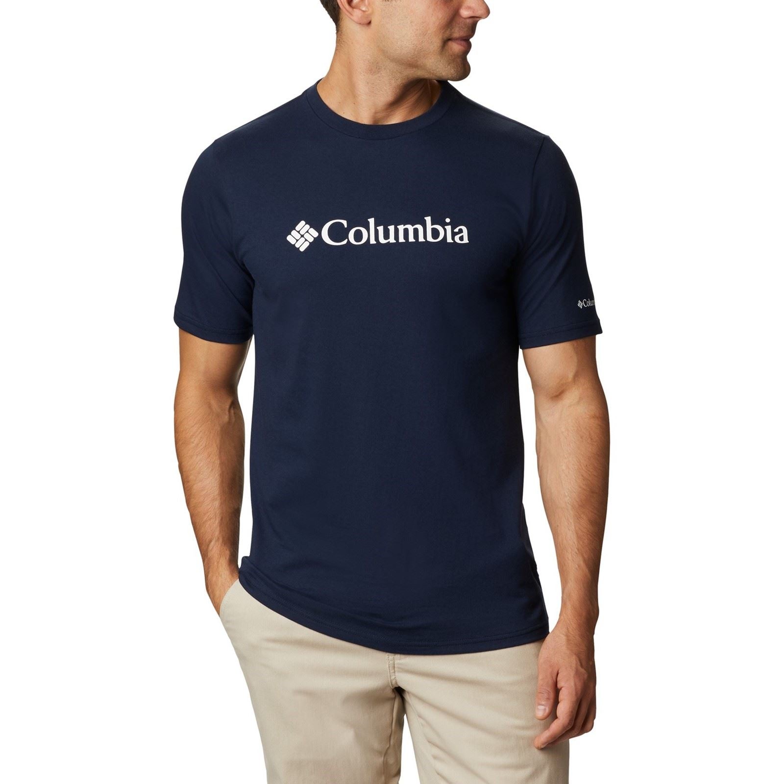 Columbia CSC Basic Logo Short Sleeve T-Shirts Pour Hommes En Coton Bleu À Manches Courtes