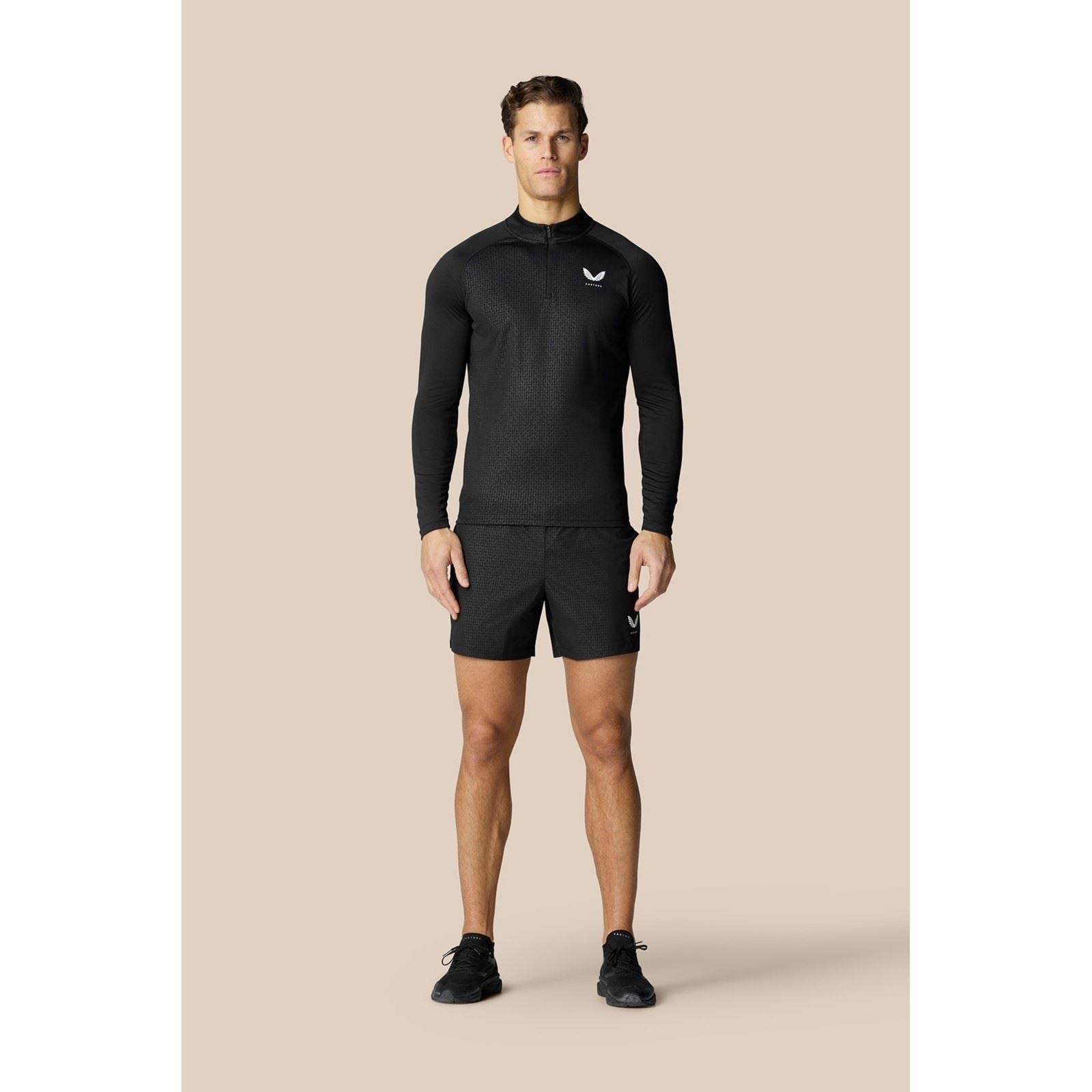 Castore Adapt 1/4 Zip Top T-Shirts De Sport Actifs Pour Hommes En Polyester Noir