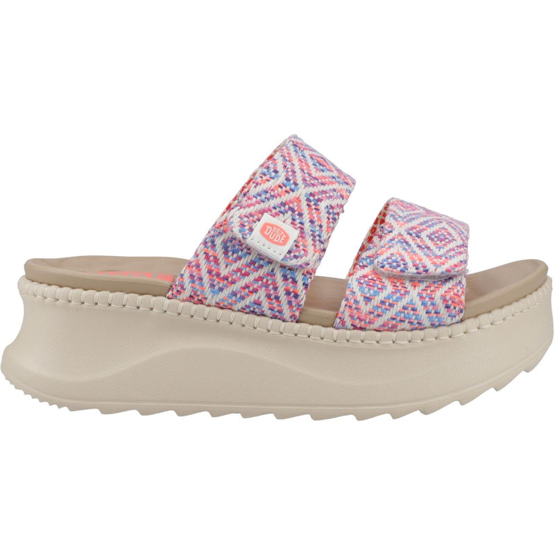 HEYDUDE Delray Slide Surf Baja Sandales Pour Femmes En Mélange De Polyester Bleu/Rose/Multicolore