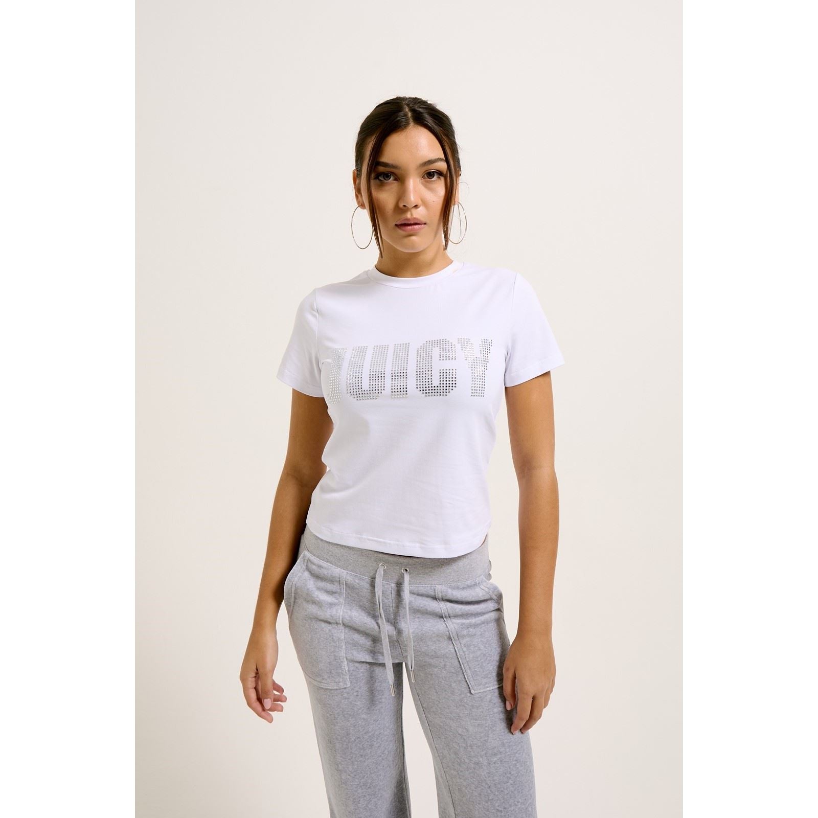 Juicy Couture Impact Juicy Logo T-Shirt Blanc En Coton Pour Femme