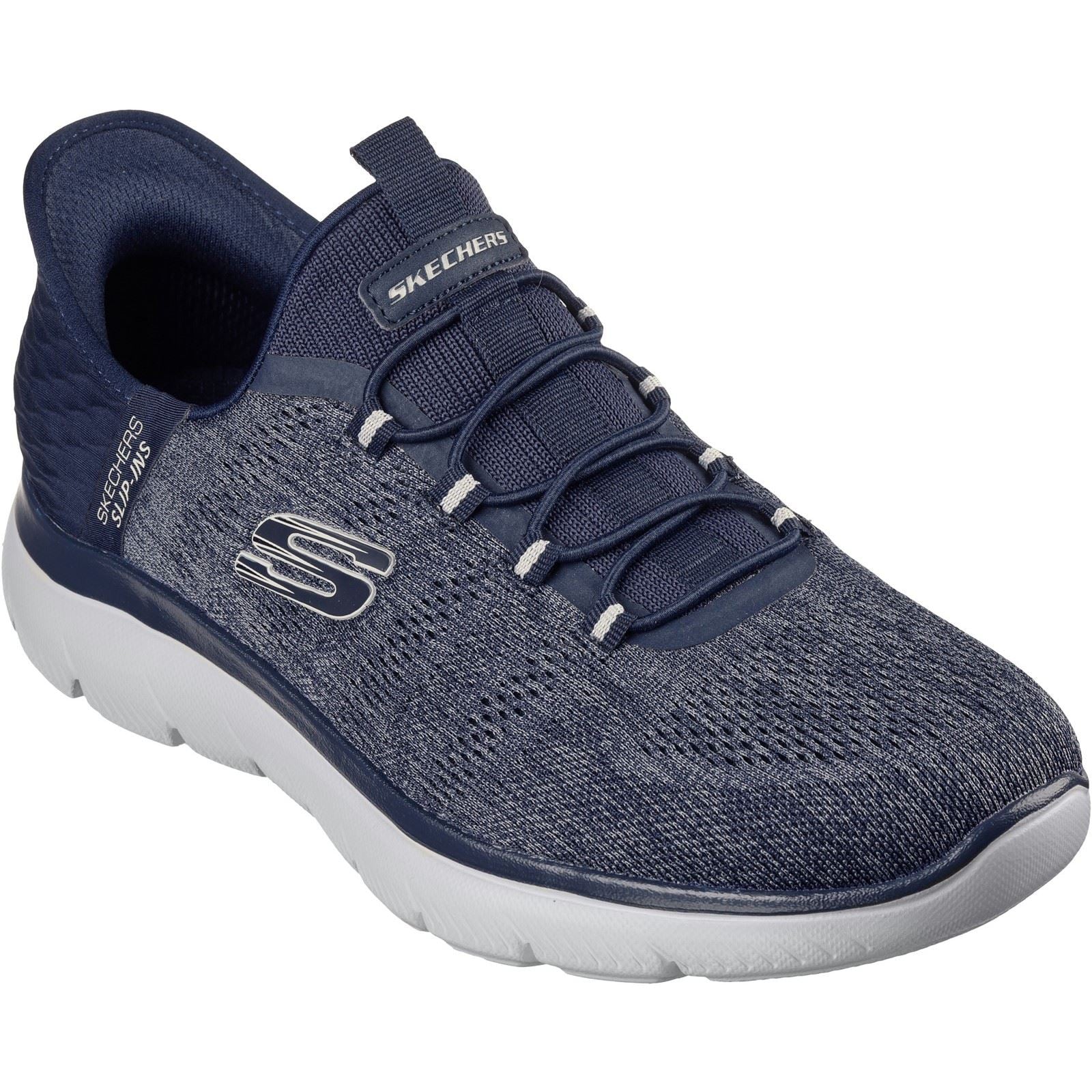 Skechers Summits Key Pace Baskets Homme En Toile Bleu Marine