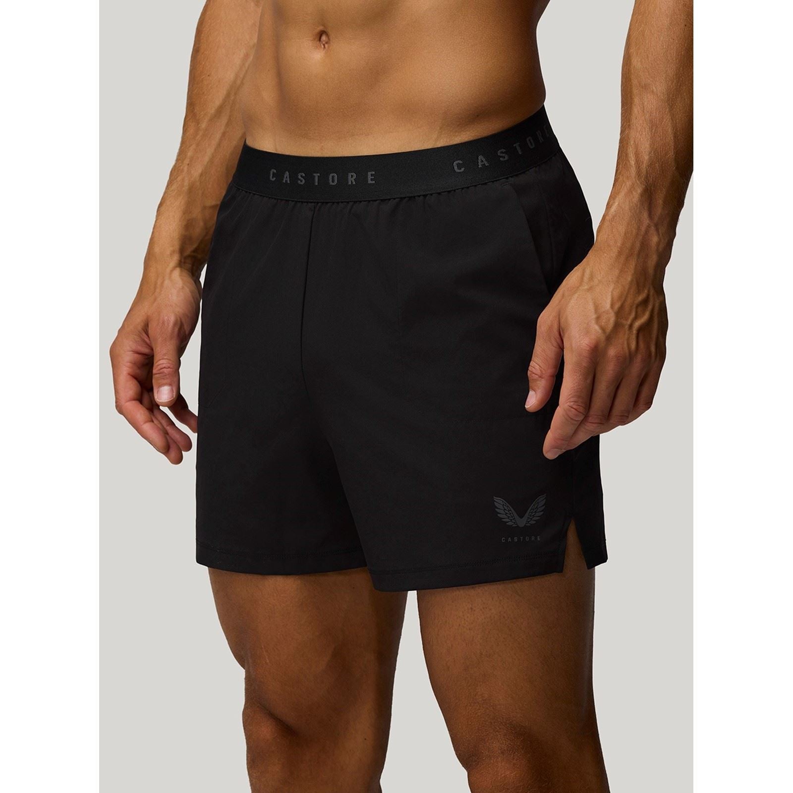 Castore 5" Branded Elastic Shorts De Sport Noirs Pour Hommes