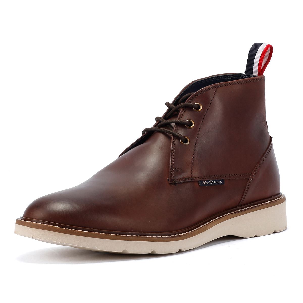Ben Sherman Hampton Bottes Rouges En Cuir Pour Hommes