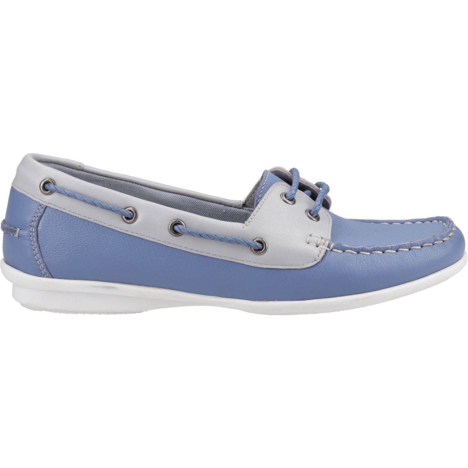 Hush Puppies Irene Chaussures Bateau Bleues En Cuir Pour Femme