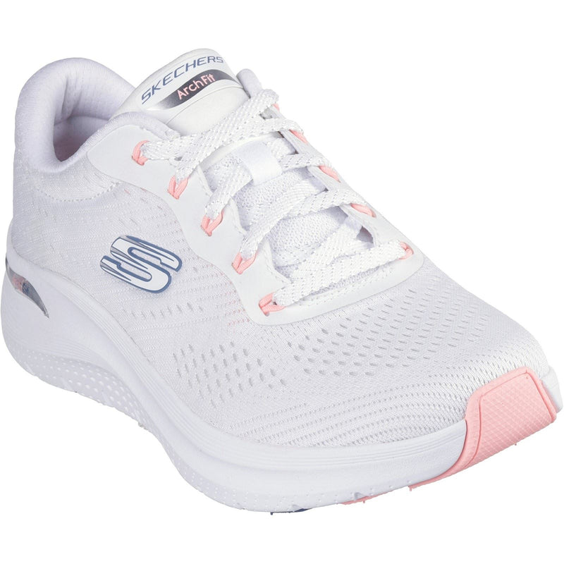 Skechers Arch Fit 2.0 Big League Chaussures De Sport Pour Femme En Textile Blanc/Rose/Bleu