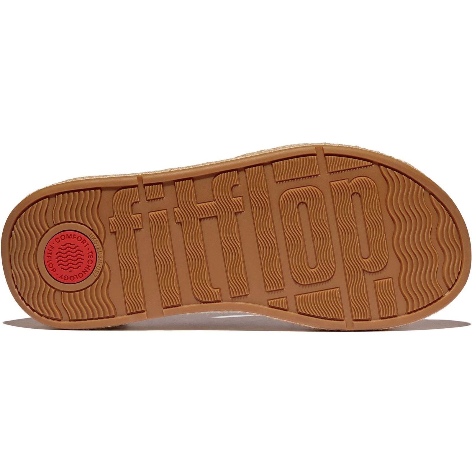 Fitflop F-Mode Toe Post Espadrille Sandales Noires En Cuir Pour Femmes