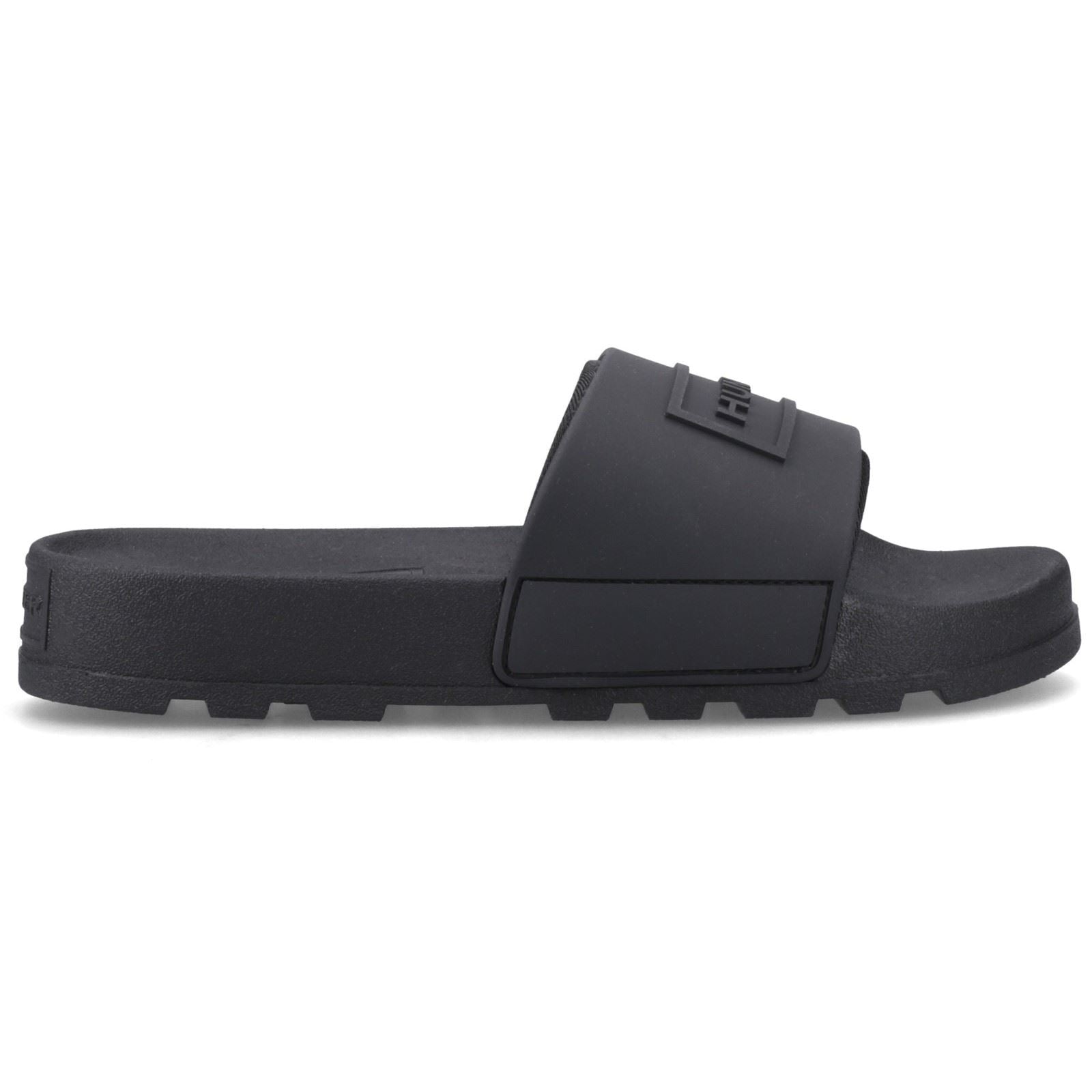 Hunter Core Embossed Slider Slides Pour Femmes En Polyester Noir