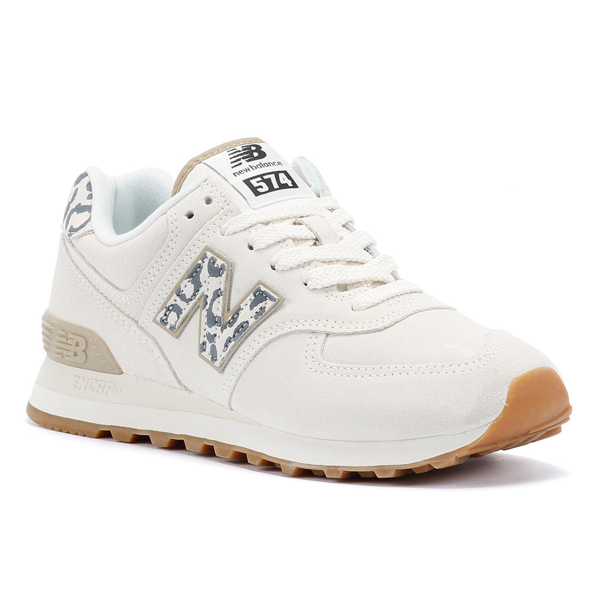 New Balance 574 Baskets pour femmes en daim sel de mer/léopard