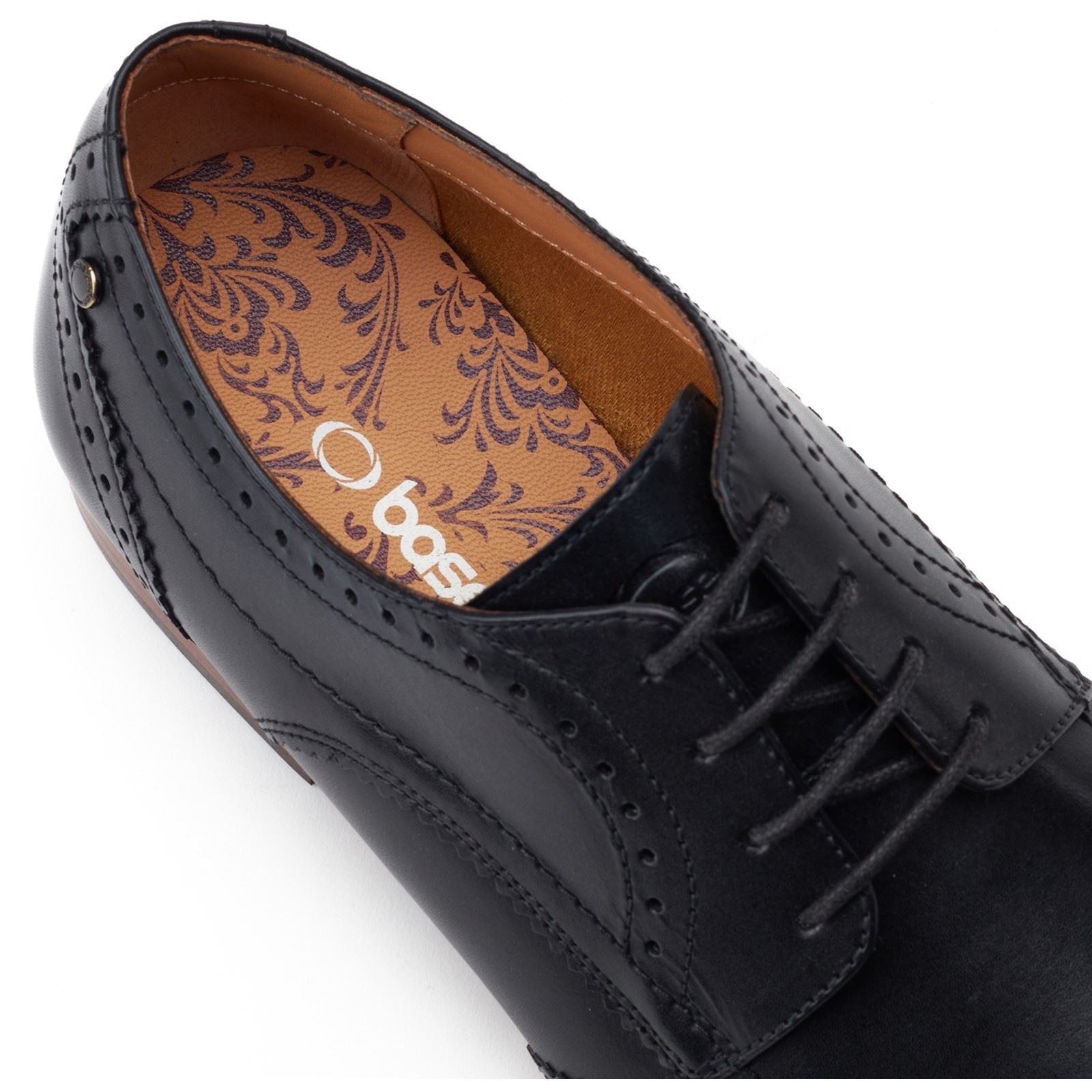 Base London Barbera Excel Chaussures Richelieu Noires En Cuir Pour Hommes
