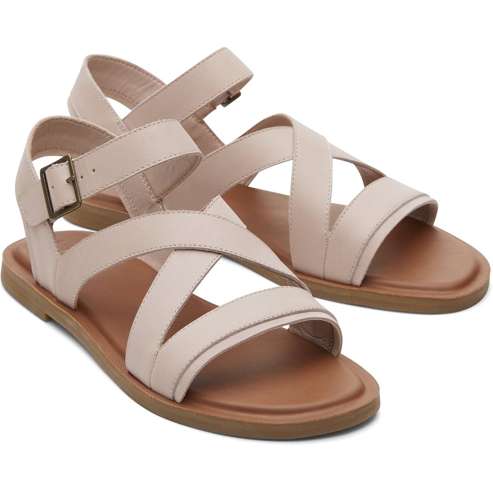 TOMS Sloane Ballerines En Cuir Pour Femmes, Roses Avec Talons Compensés