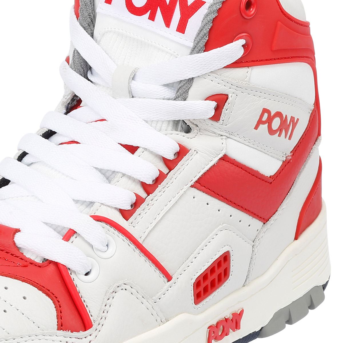 Pony M_100 Des Baskets Blanches/Rouges En Cuir