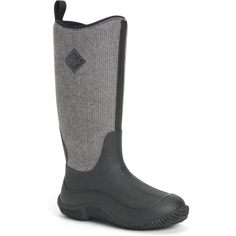 Muck Boots Hale Bottes En Caoutchouc Noires Avec Motif Pied-De-Poule En Peluche