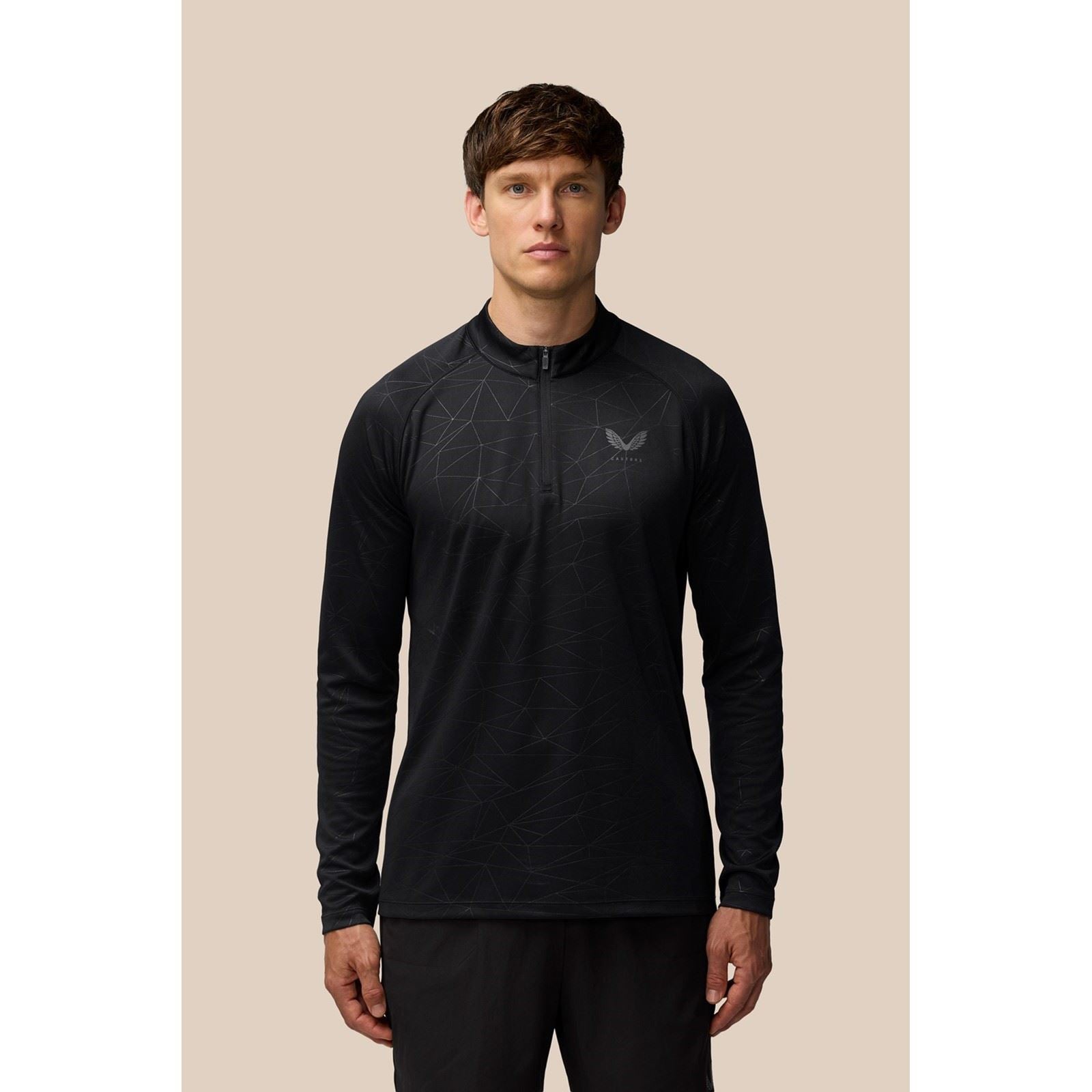 Castore Adapt Training 1/4 Zip Top T-Shirts De Sport Actifs Pour Hommes En Polyester Noir