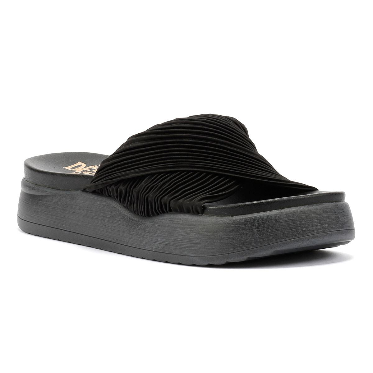 Desert Fleur Gabbro Sandales Noires Pour Femme En Satin