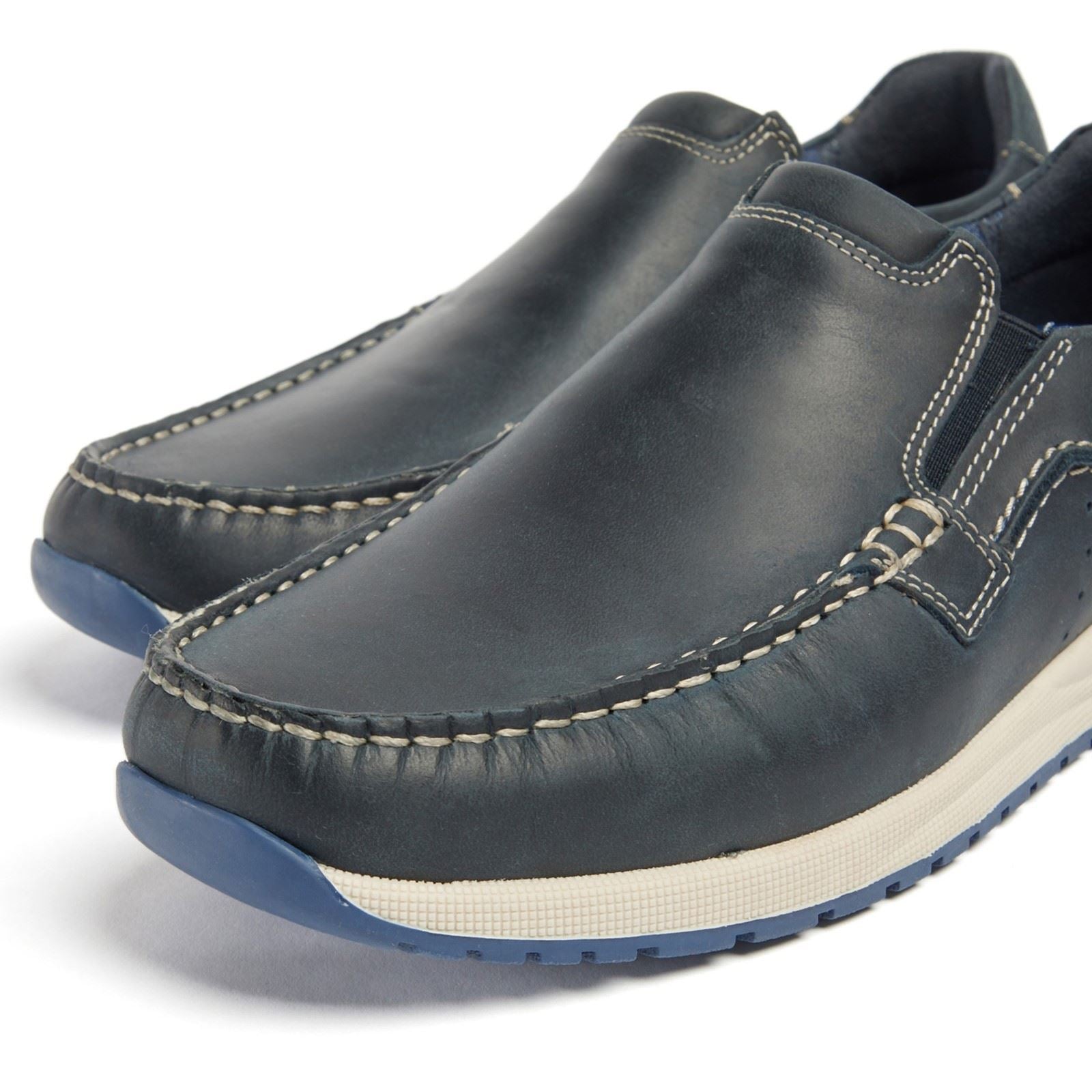 Pod Sean Chaussures Bateau Pour Hommes En Cuir Bleu Marine