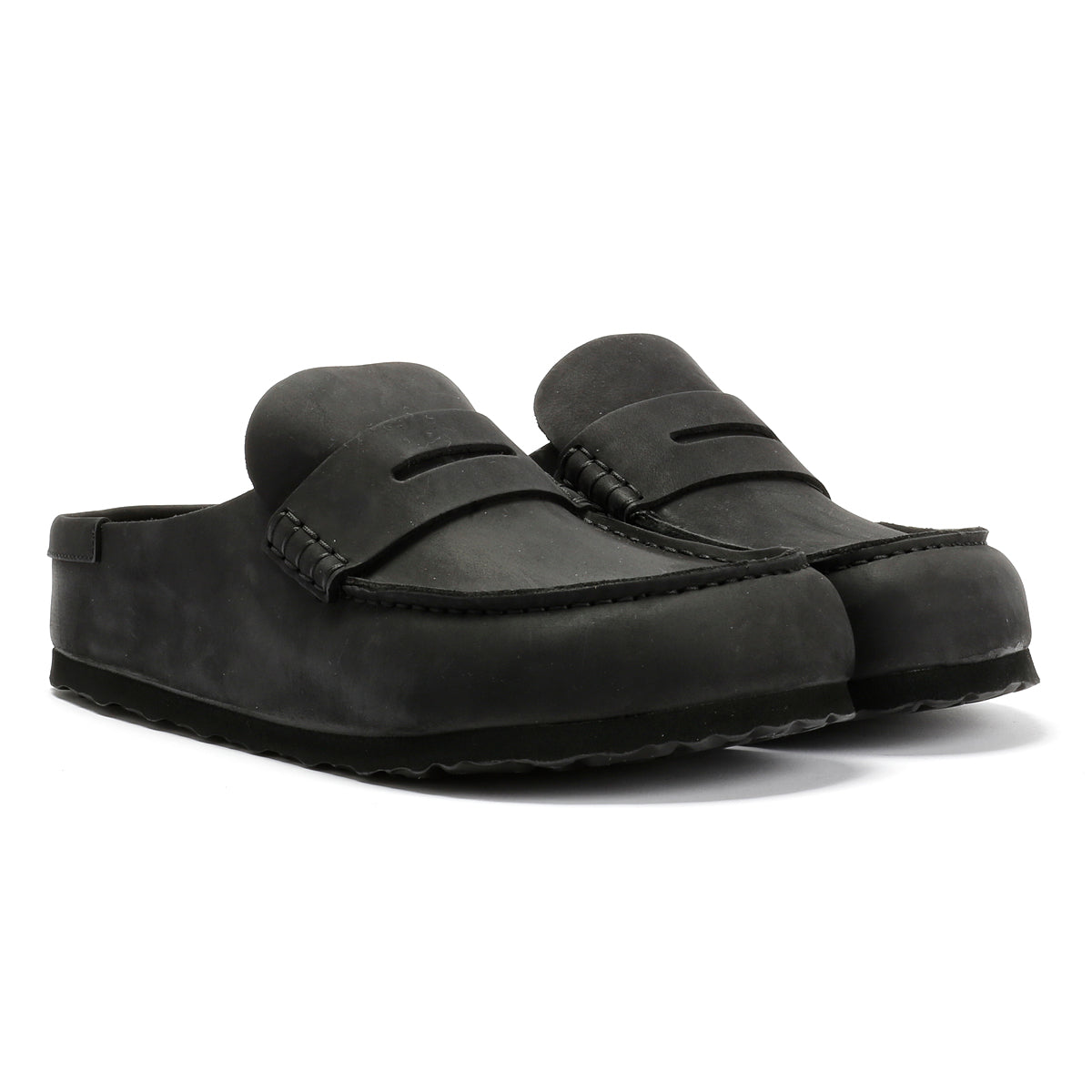 Birkenstock Naples Cuir Noir Largeur normale Sabots