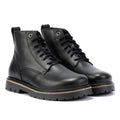 Birkenstock Highwood Lace Mid Bottes Noires En Cuir Pour Femmes