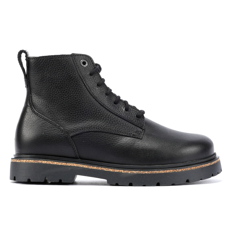 Birkenstock Highwood Lace Mid Bottes Noires En Cuir Pour Femmes
