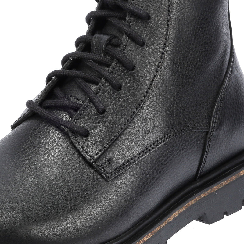 Birkenstock Highwood Lace Mid Bottes Noires En Cuir Pour Femmes