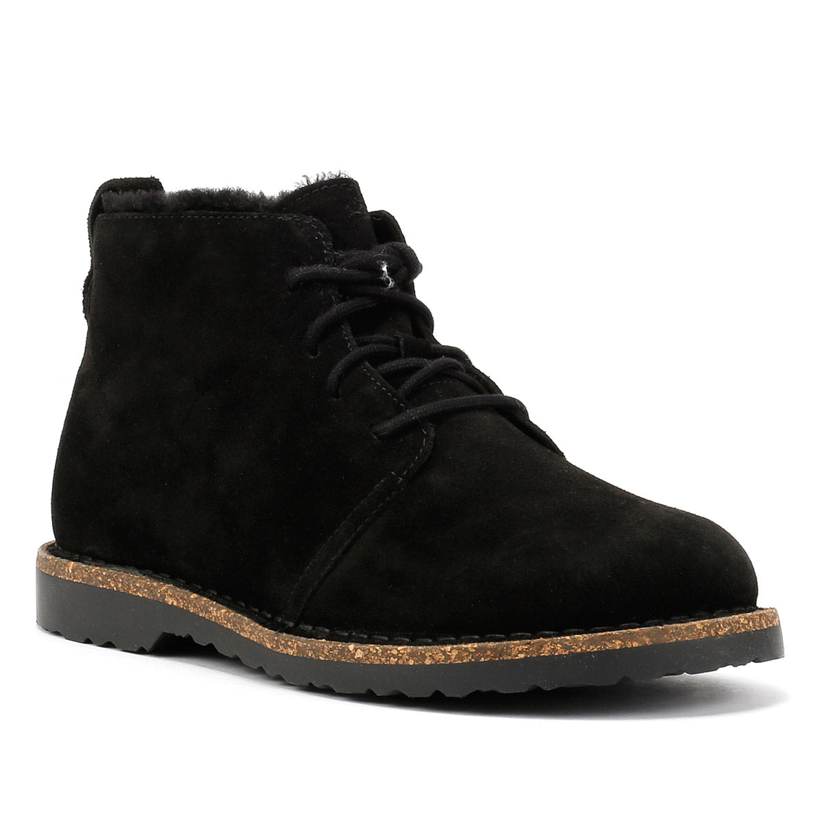 Birkenstock Uppsala Mid Shearling Bottes En Daim Noir Pour Femmes