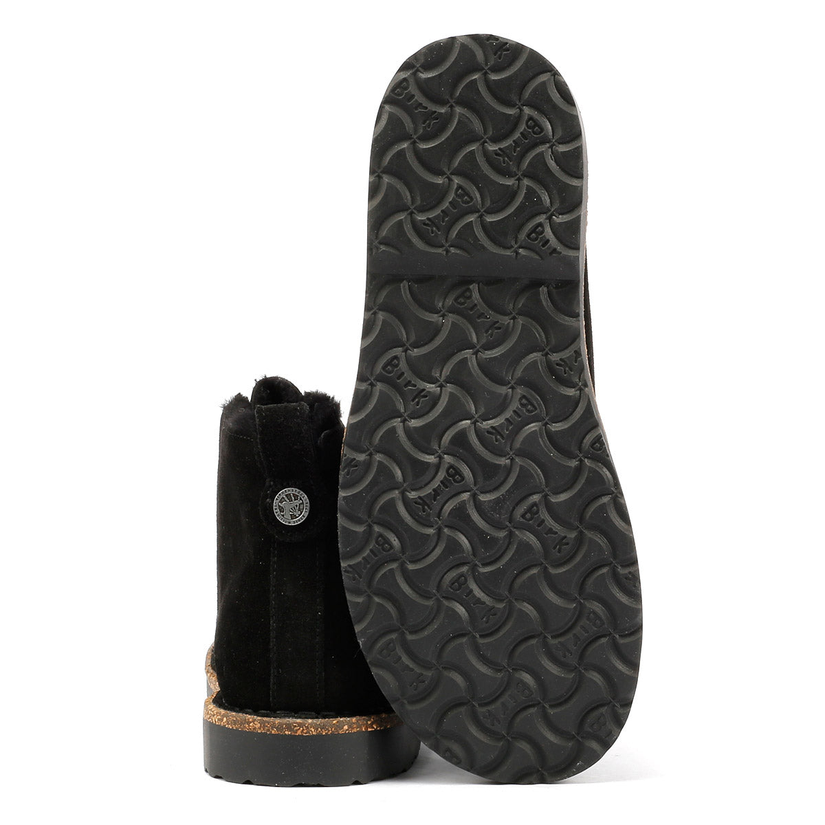 Birkenstock Uppsala Mid Shearling Bottes En Daim Noir Pour Femmes