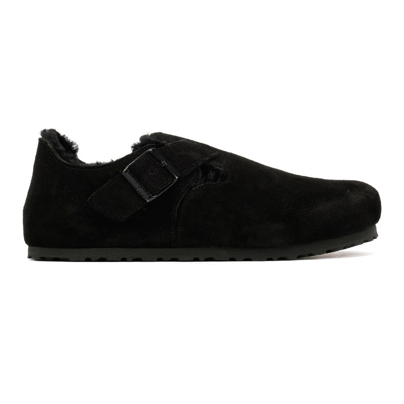 Birkenstock London Shearling Chaussures Noires En Suède