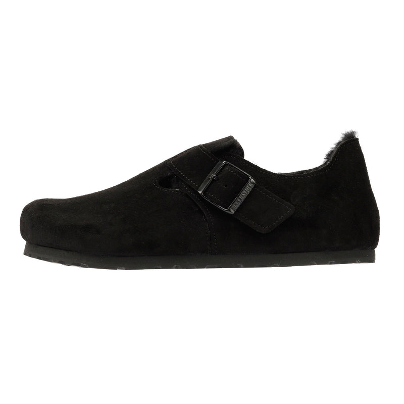 Birkenstock London Shearling Chaussures Noires En Suède