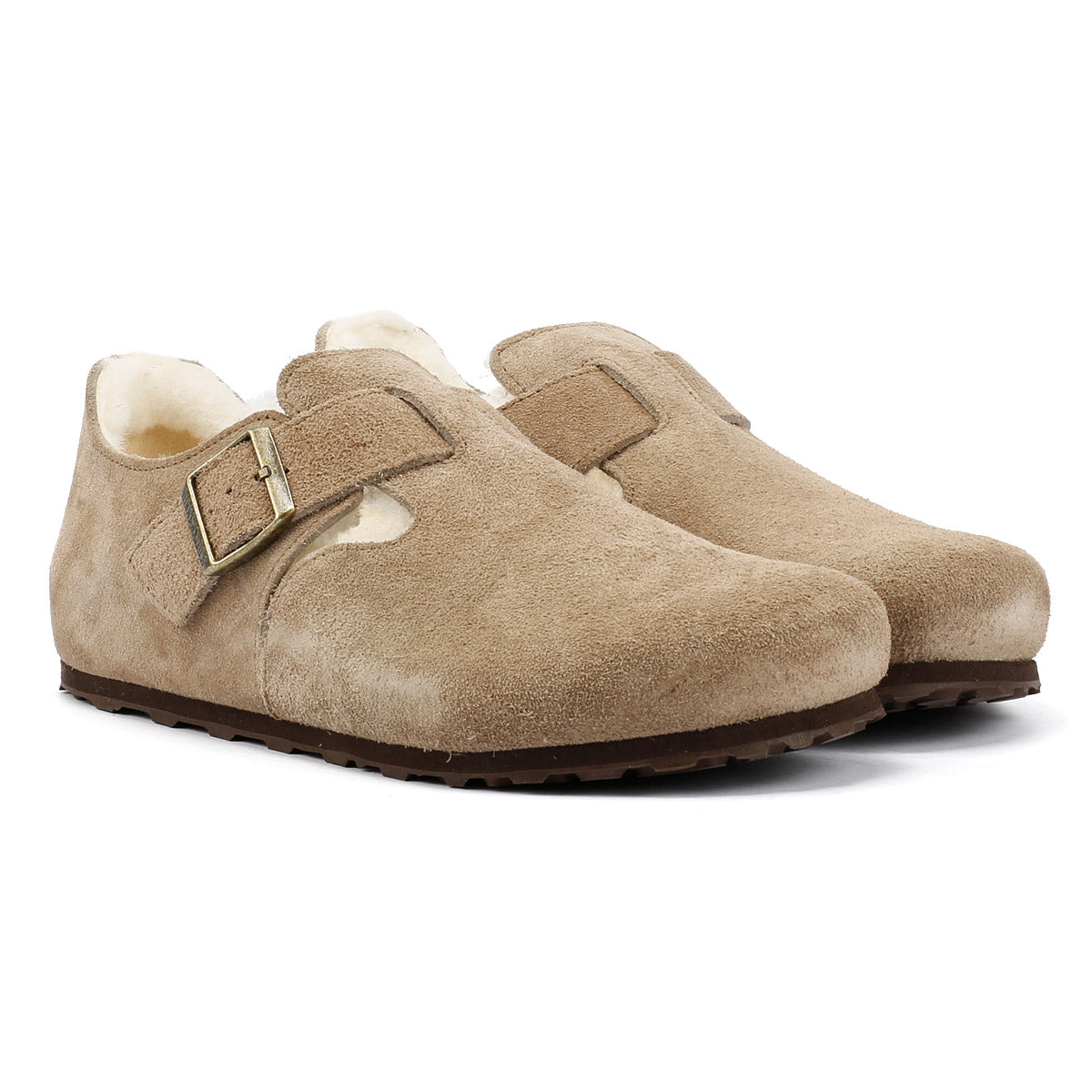 Birkenstock London Shearling Chaussures Beige En Suède