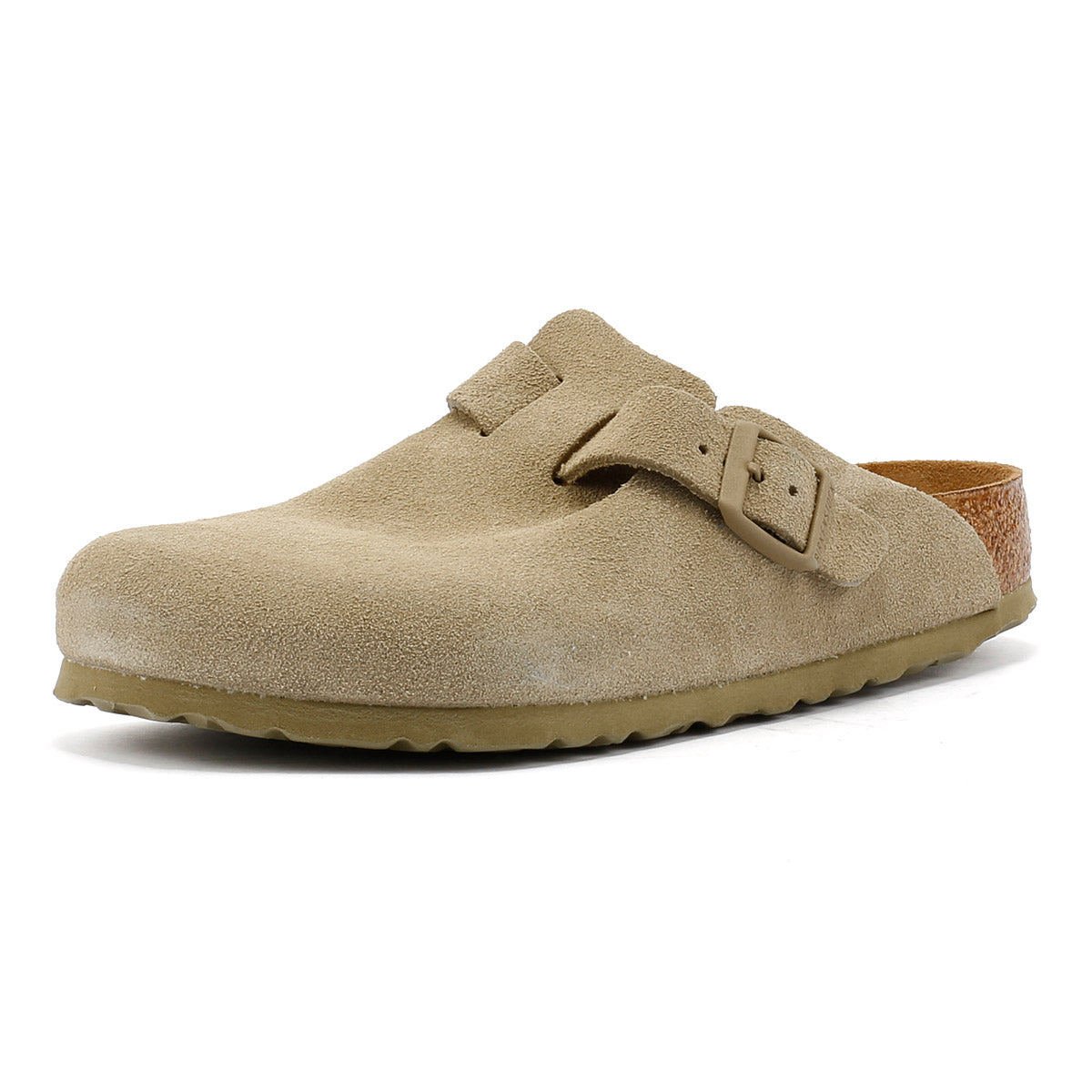 Birkenstock Sabots En Daim Boston Kaki Délavé Gris