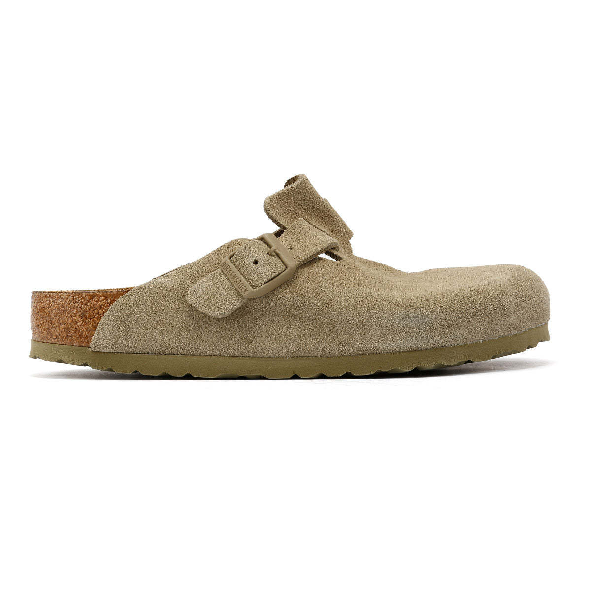 Birkenstock Sabots En Daim Boston Kaki Délavé Gris