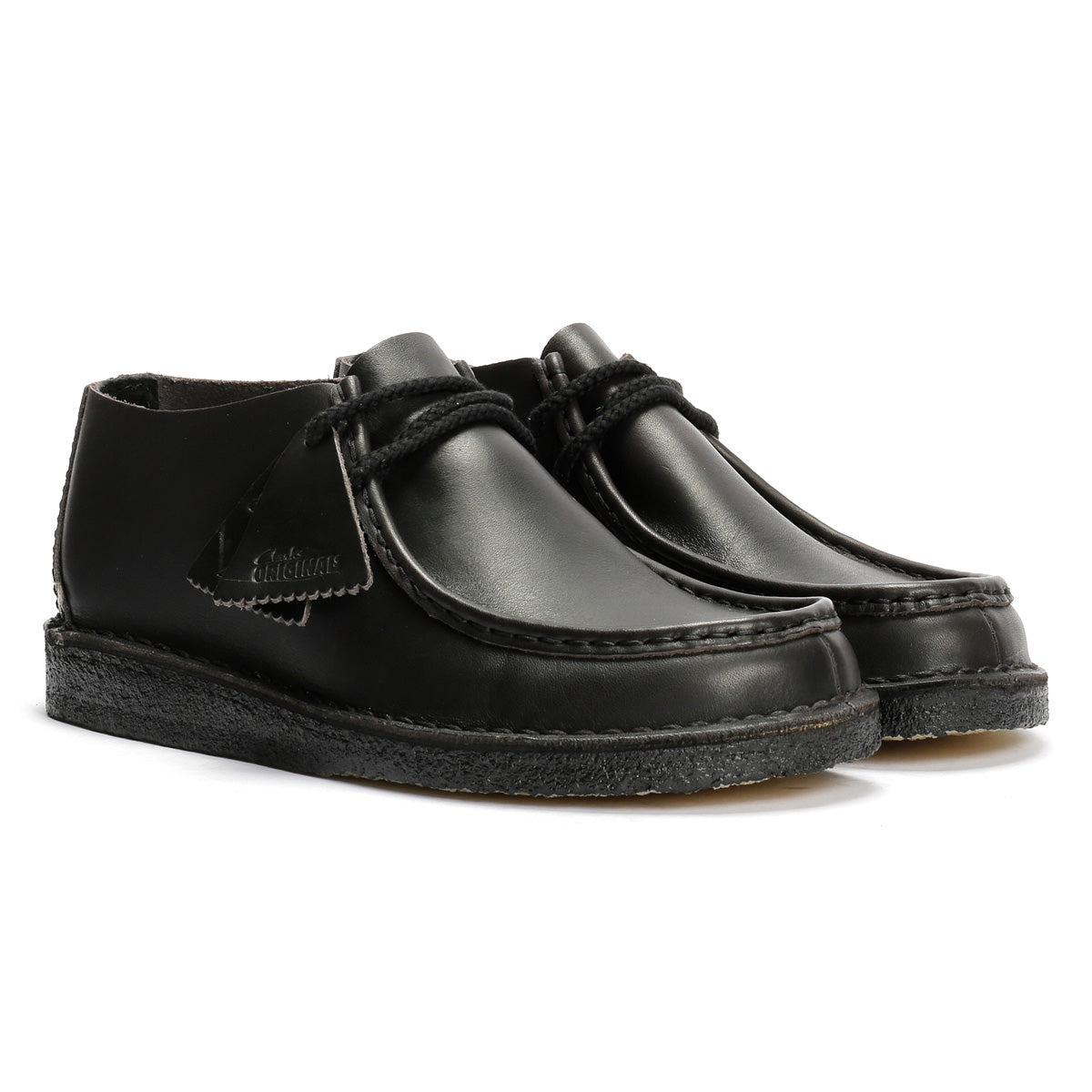 Clarks Originals Desert Nomad Chaussures Noires En Cuir Pour Homme À Lacets