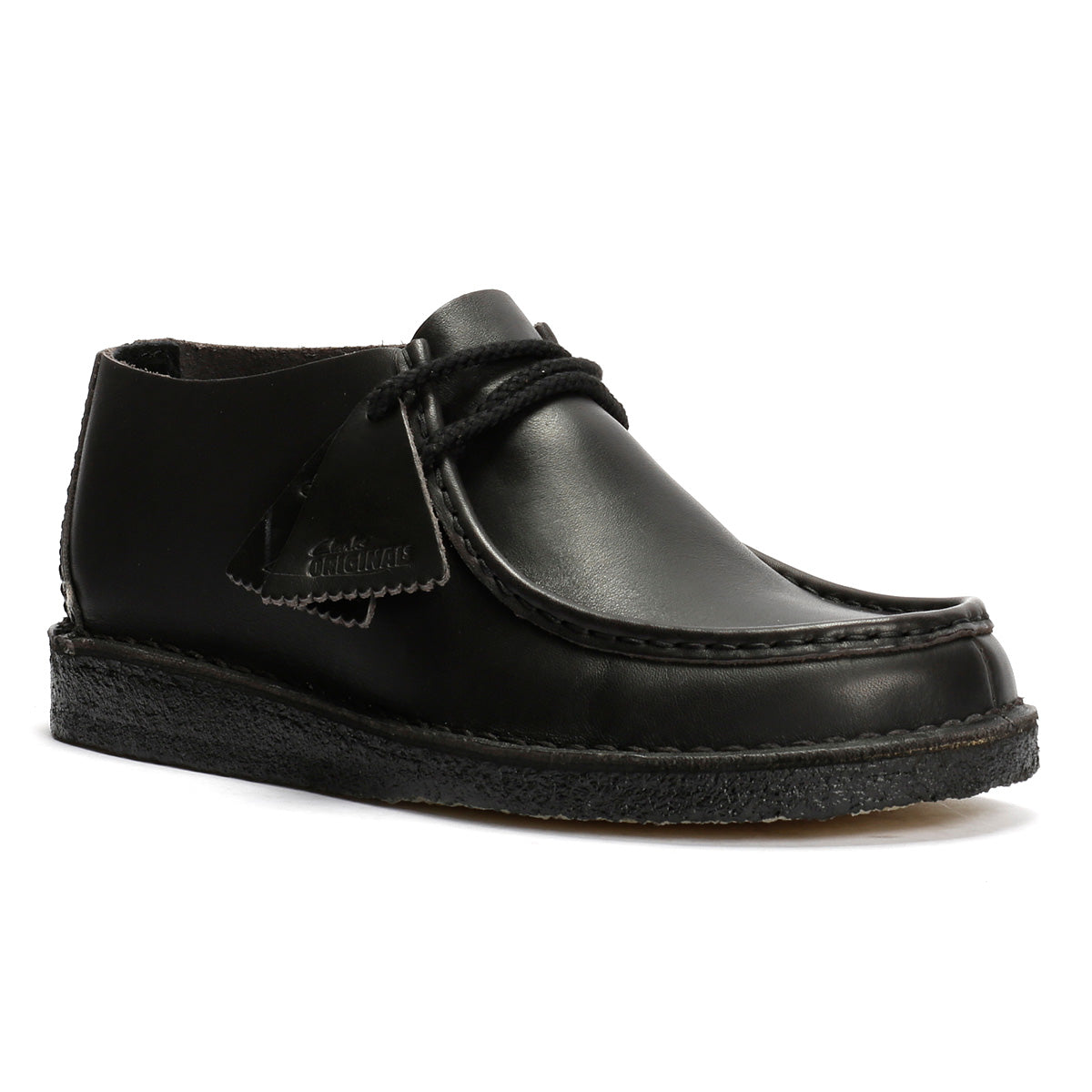 Clarks Originals Desert Nomad Chaussures Noires En Cuir Pour Homme À Lacets