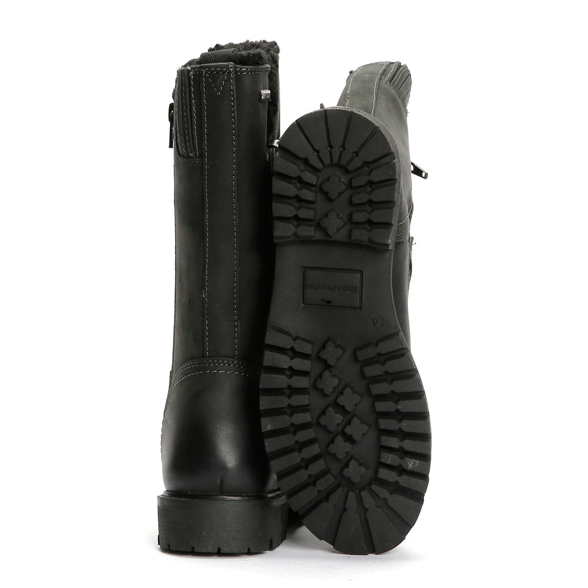 Hush Puppies Winnie Bottes Noires En Cuir Pour Femmes