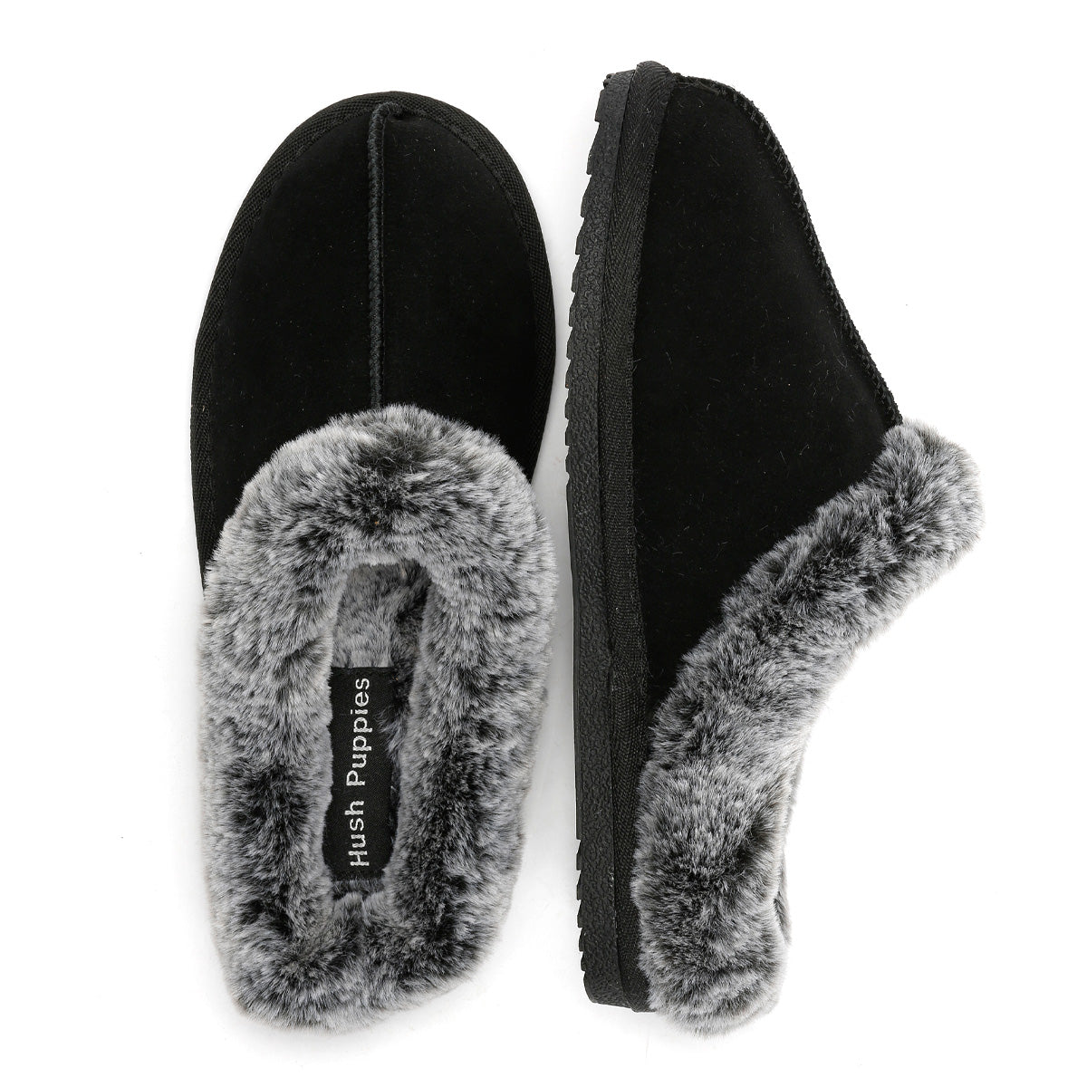 Hush Puppies Amara Chaussons Noirs En Daim Pour Femme