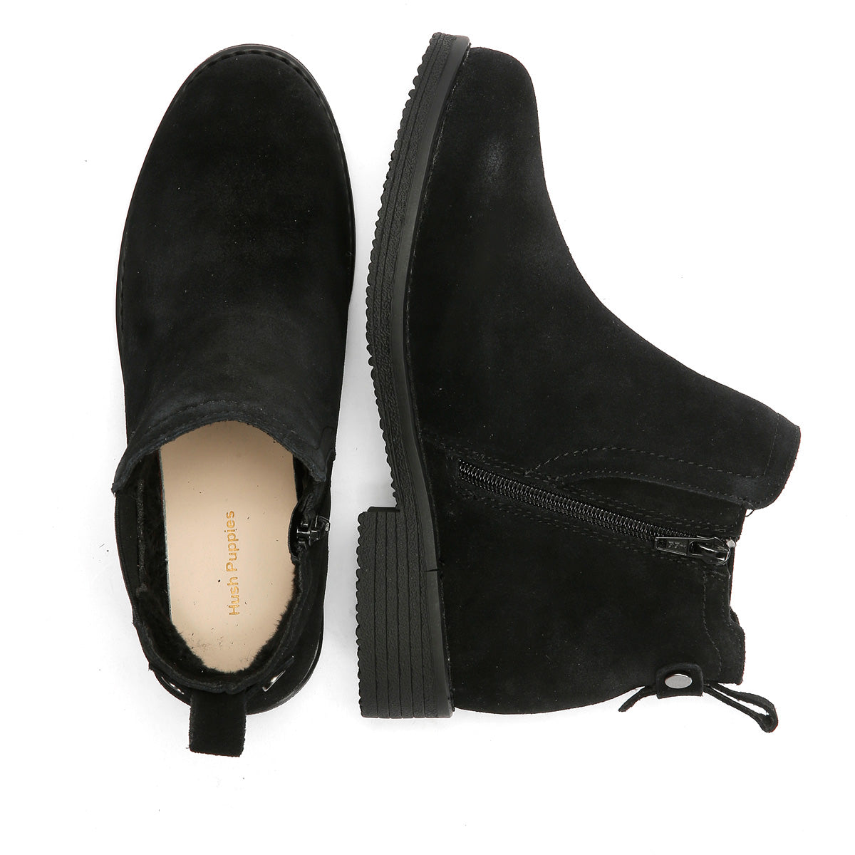 Hush Puppies Maddy Wide Bottes En Daim Noir Pour Femmes
