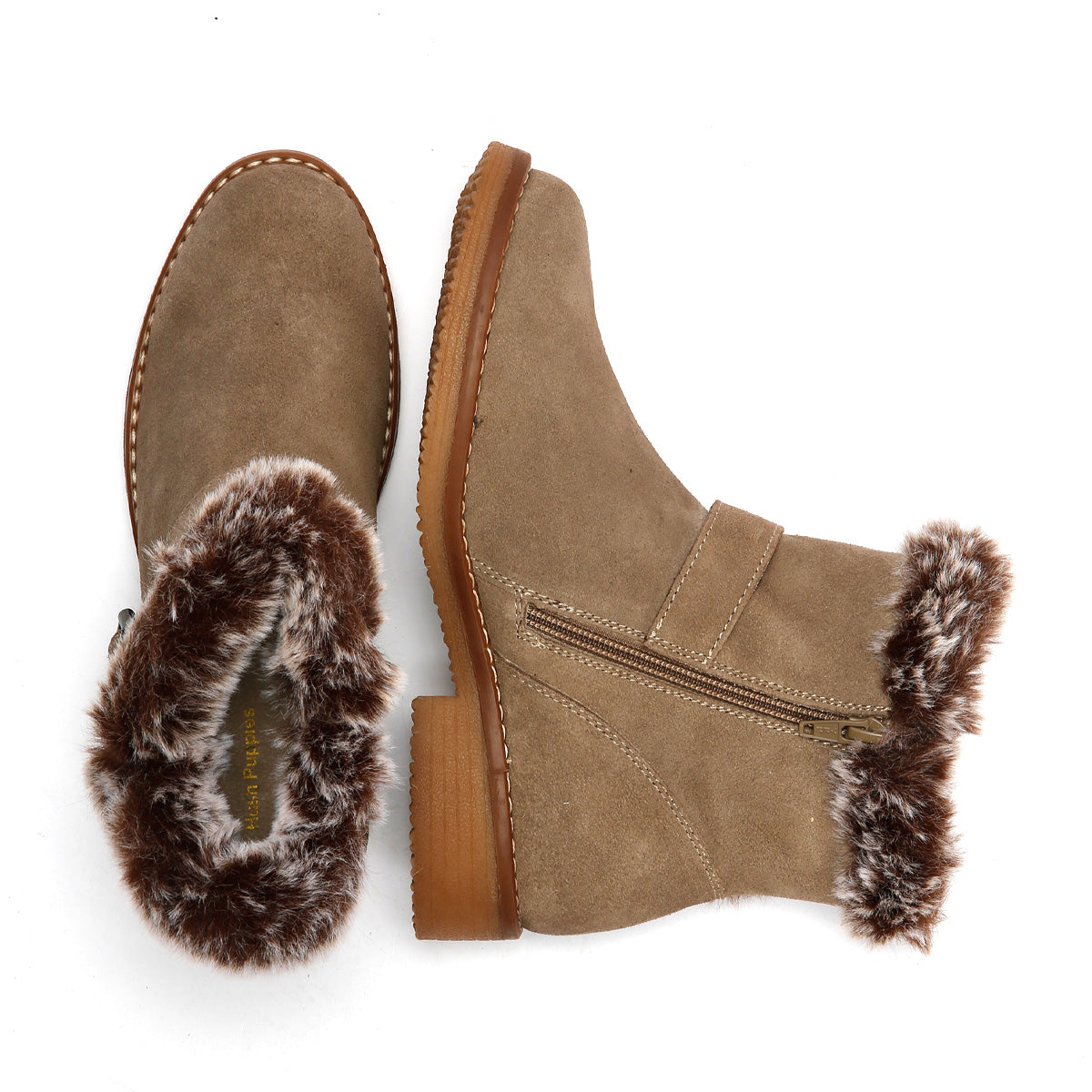 Hush Puppies Hannah Bottes En Daim Pour Femmes De Couleur Taupe