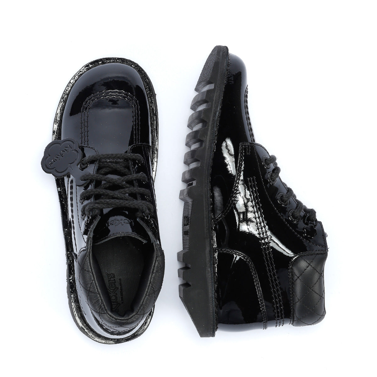 Kickers Youth Kick Hi Quilted Bottes En Cuir Noir Pour Femmes