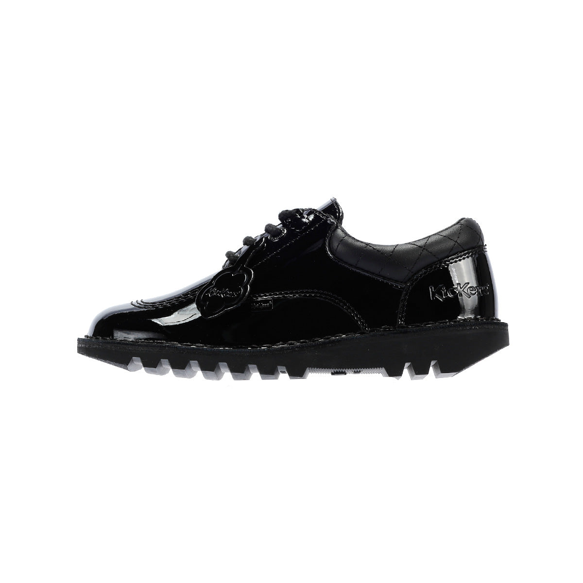 Kickers Youth Kick Lo Quilted Chaussures Noires En Cuir À Lacets Pour Filles