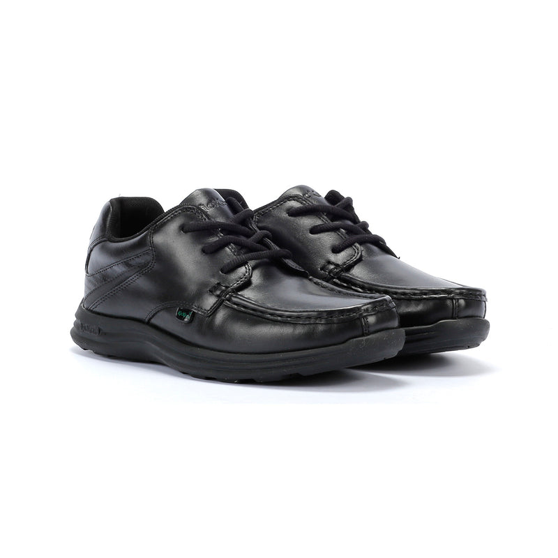 Kickers Youth Reasan Lace Chaussures Noires En Cuir À Lacets Pour Garçons