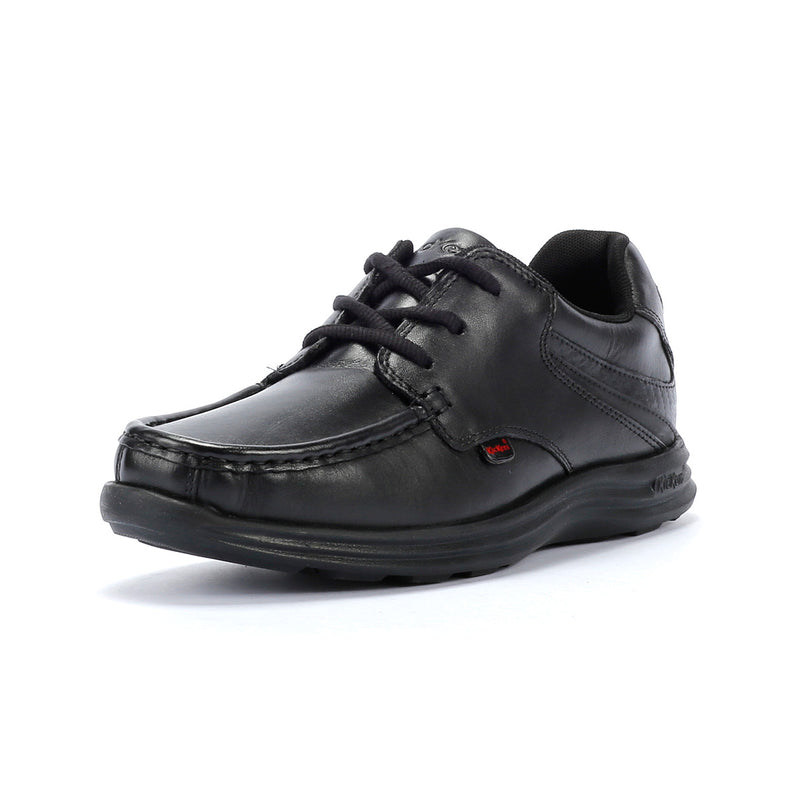 Kickers Youth Reasan Lace Chaussures Noires En Cuir À Lacets Pour Garçons