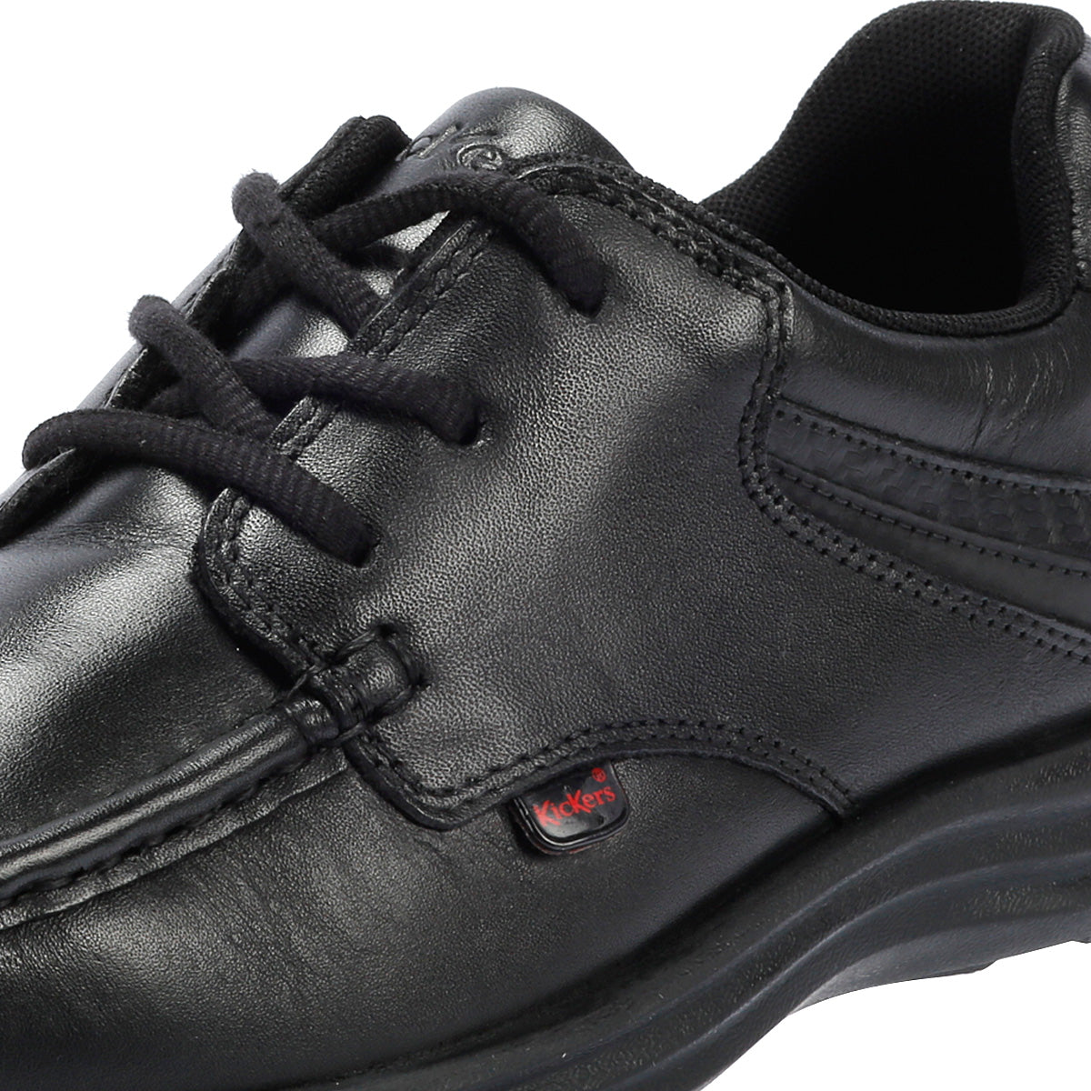 Kickers Youth Reasan Lace Chaussures Noires En Cuir À Lacets Pour Garçons