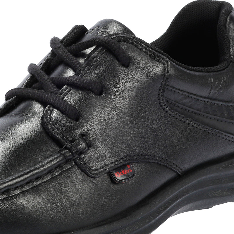 Kickers Youth Reasan Lace Chaussures Noires En Cuir À Lacets Pour Garçons