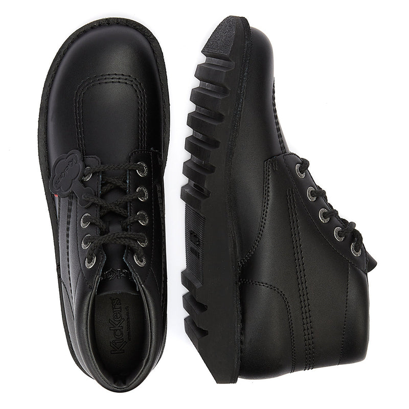 Kickers Kick Hi Bottes pour les jeunes d'école en cuir noir
