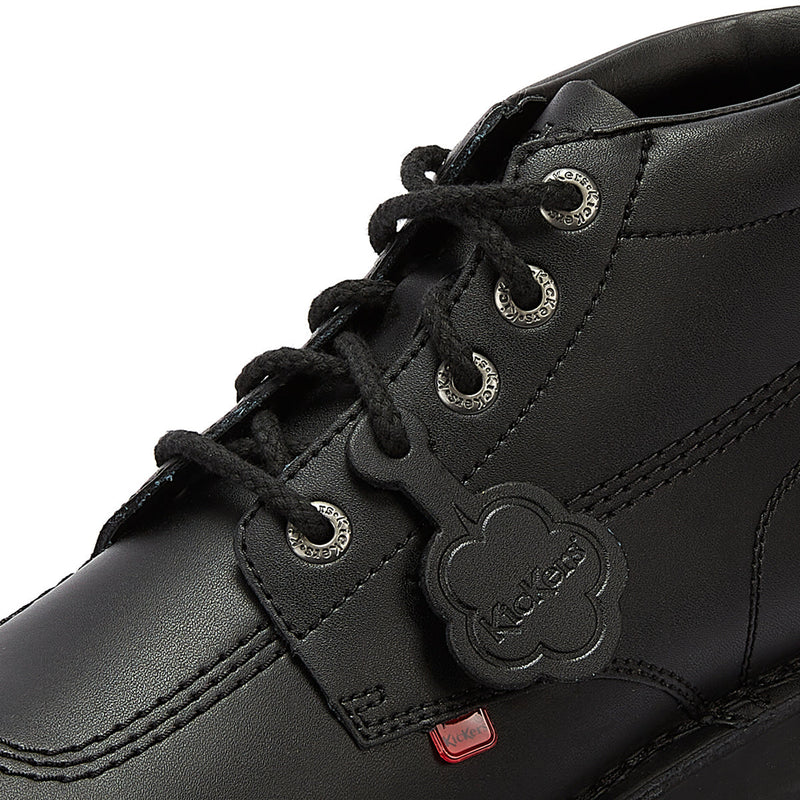 Kickers Kick Hi Bottes pour les jeunes d'école en cuir noir