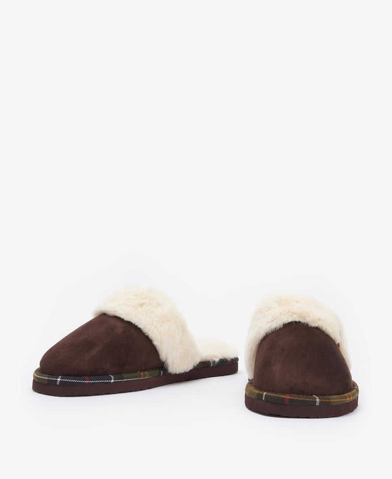 Barbour Claudia Chaussons Marron En Suédine Pour Femme