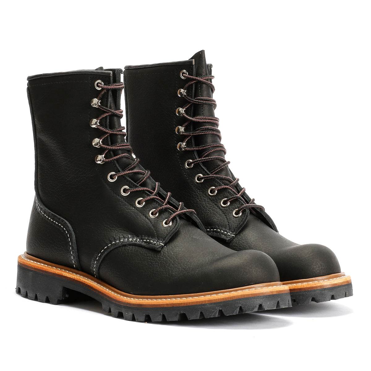 Red Wing 4501 8-Inch Logger Bottes Noires En Cuir Pour Hommes